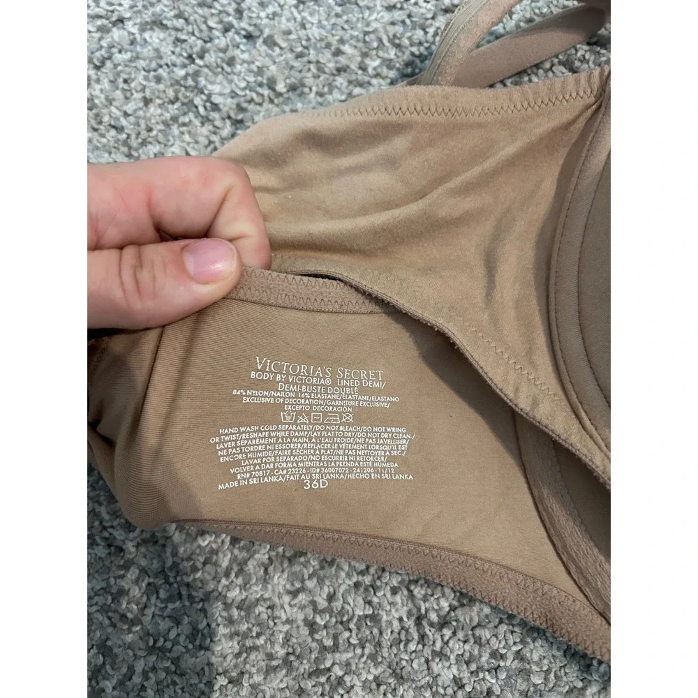 Victoria's Secret Body by Victoria‎ Lined Demi Bra Tan Nude 36D Underwire 70817